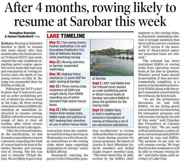 Kmda, Lake Clubs To Meet Today To Resume Rowing Kolkata News Times