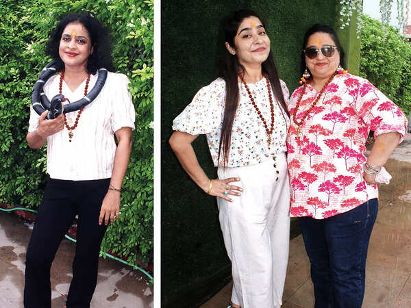 (L) Poonam (R) Sanjana and Shalini