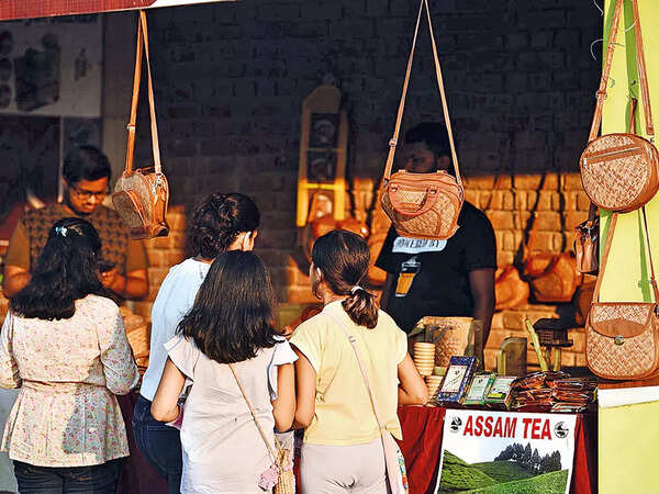 Buyers browse through bamboo Bags