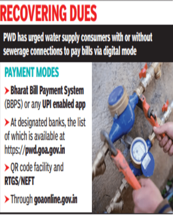 Pwd PWD to target domestic water supply used for other purposes Goa