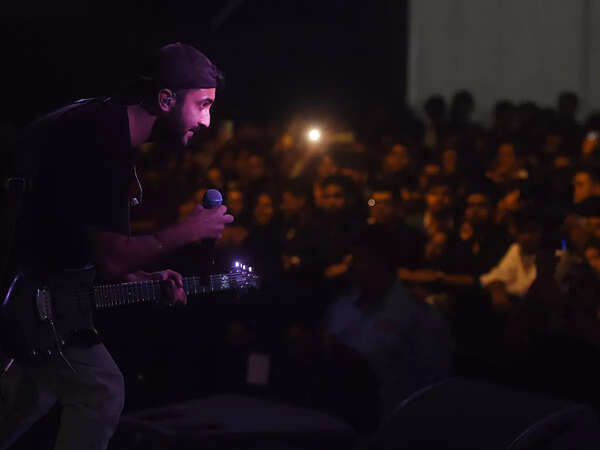 Antriksh lead singer Varun Rajput interacts with the audience