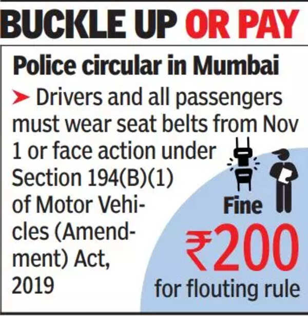 Mumbai Traffic police go slow on challans on Day 2 of rear seat belt