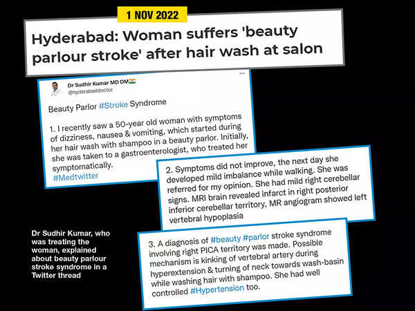 Dr Sudhir Kumar, who was treating the woman, explained about beauty parlour stroke syndrome in a Twitter thread