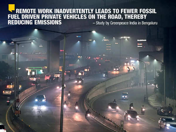 “Remote work inadvertently leads to fewer fossil fuel driven private vehicles on the road, thereby reducing emissions"