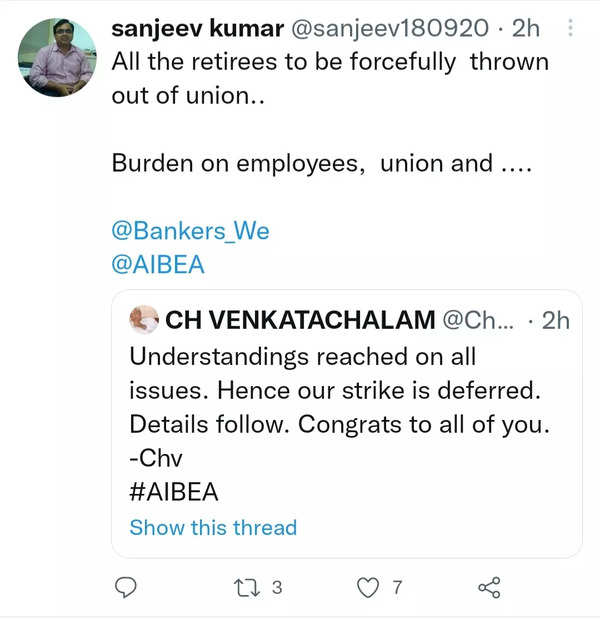 tweet over bank strike