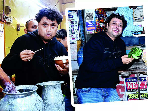 Yogesh Tripathi enjoying the Banarasi paan and malaiyo during his recent visit to the city