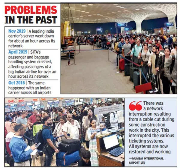 Long queues at Mumbai airport’s Terminal 2 as check-in system shuts for about 2 hours | Delhi News – Times of India