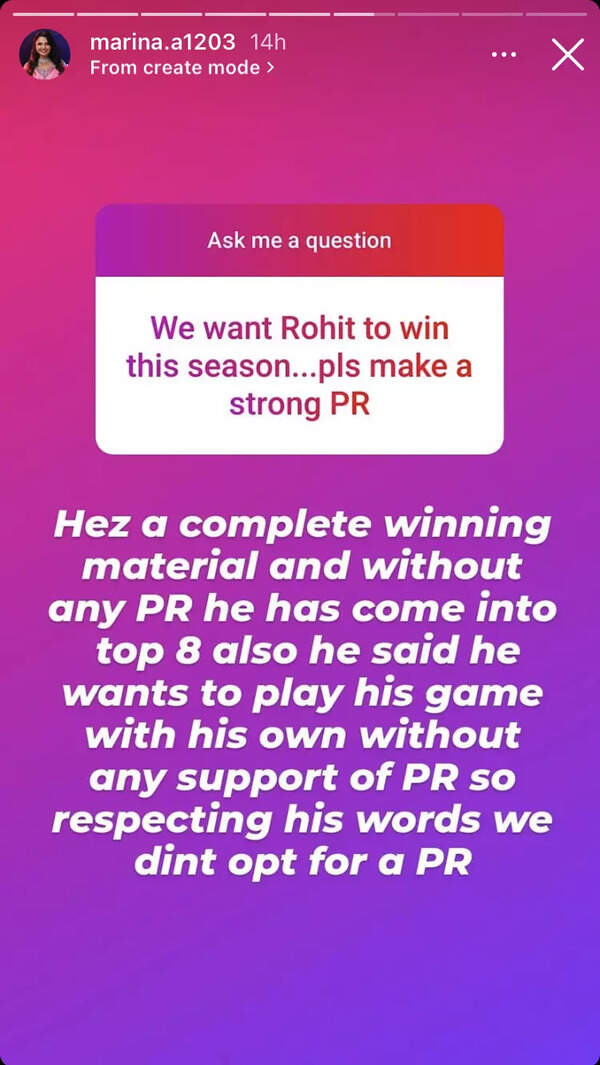 Marina on Rohit
