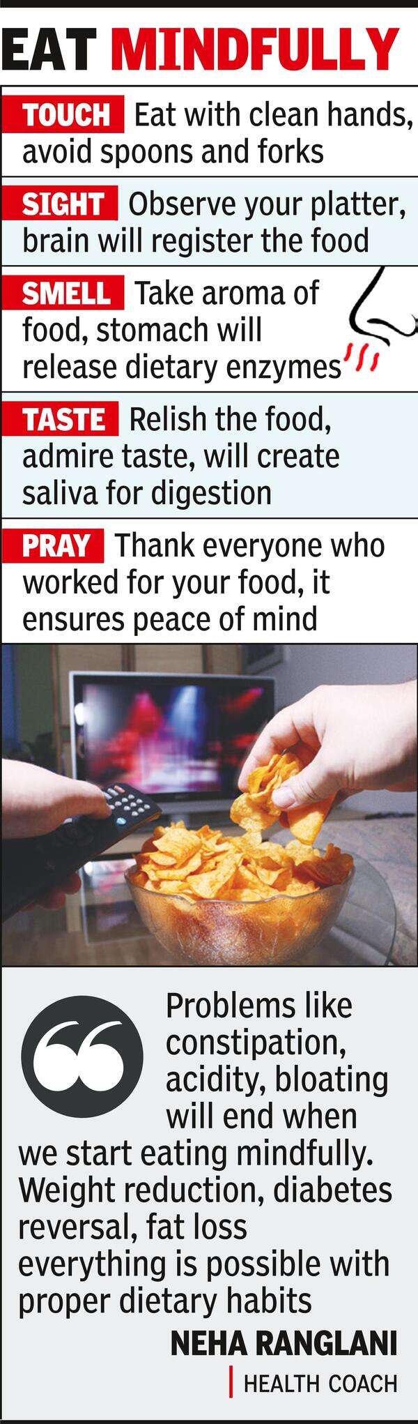 ‘relish Food; Don’t Eat While Watching Tv’ Times of India