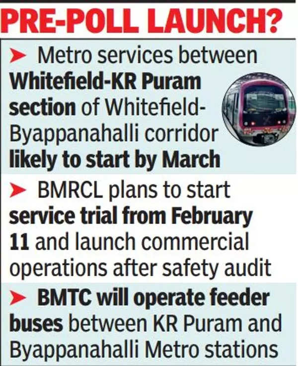 Bengaluru Metro takes 24 minutes from Whitefield to KR Puram | Bengaluru News – Times of India