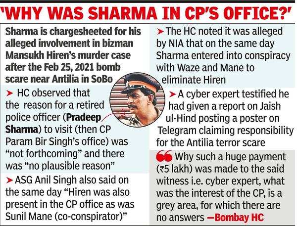 Bombay HC: NIA is silent on ex-cop Sharma’s link with Waze