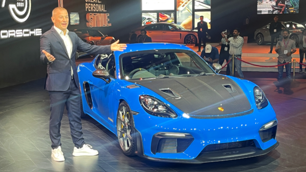 Manolito Vujicic, Brand Director, Porsche India with the 718 Cayman GT4 RS