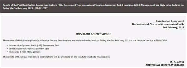 ISA, International Taxation Assessment Test result