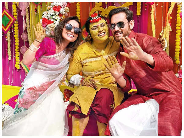 Chitrashi Rawat and Dhruvaditya Bhagwanani at Tanya’s haldi