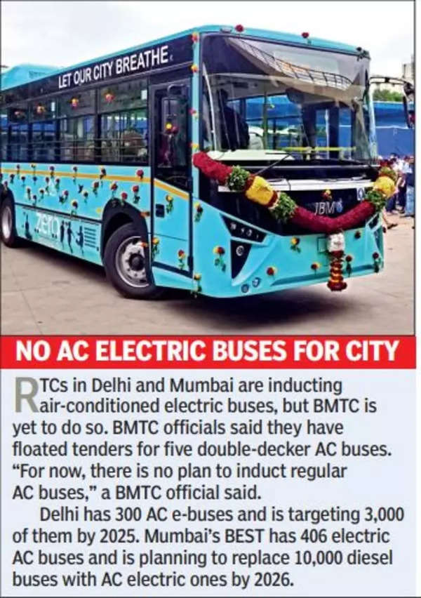 Bangalore Metropolitan Transport Corporation unlikely to avail Centre’s 579 e-bus offer | Bengaluru News – Times of India