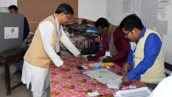 Tripura CM Manik Saha gives his vote