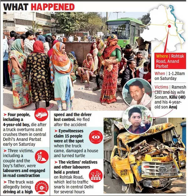 4 people die as truck topples on them in Delhi, 4-year-old among ...