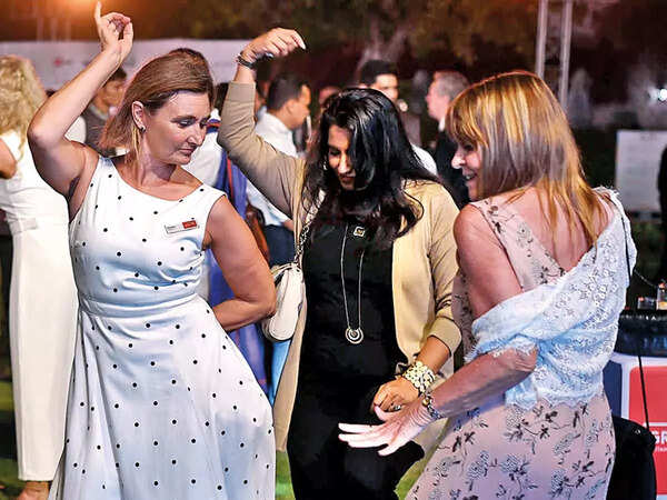 Guests dancing at the party