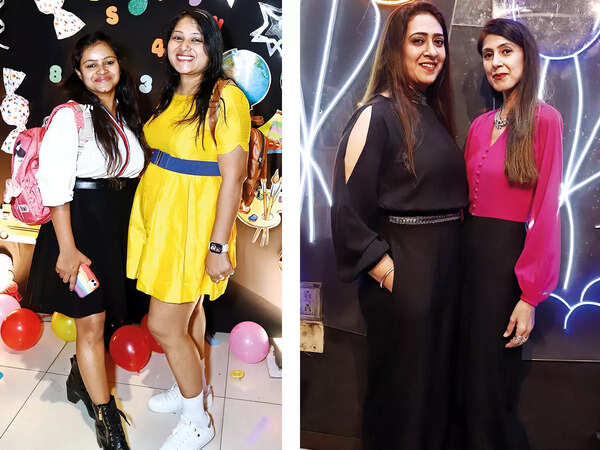 (L) Apoorva and Chhavi (R) Denny and Shalu