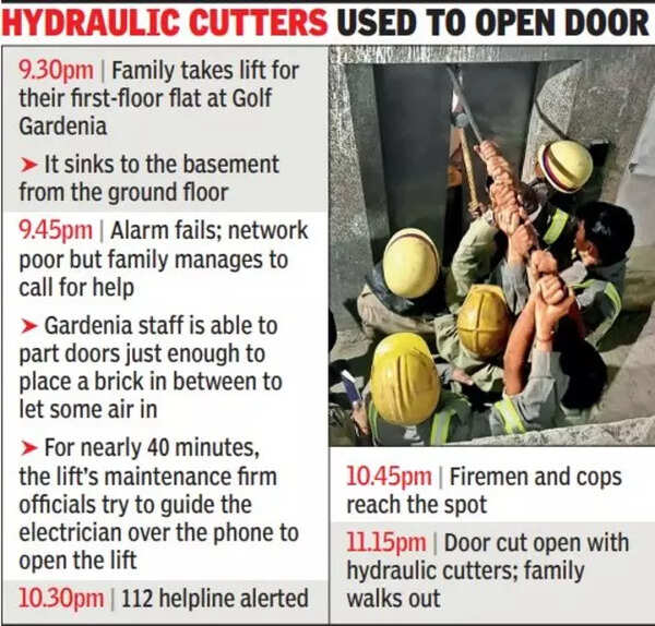 firemen open the lift doors