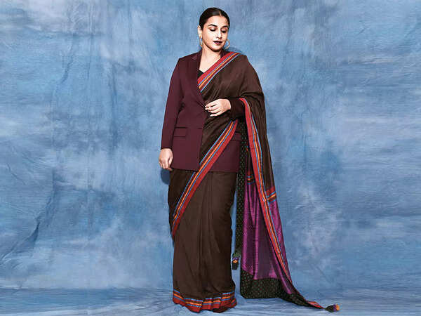 Vidya Balan styled her sari with a blazer