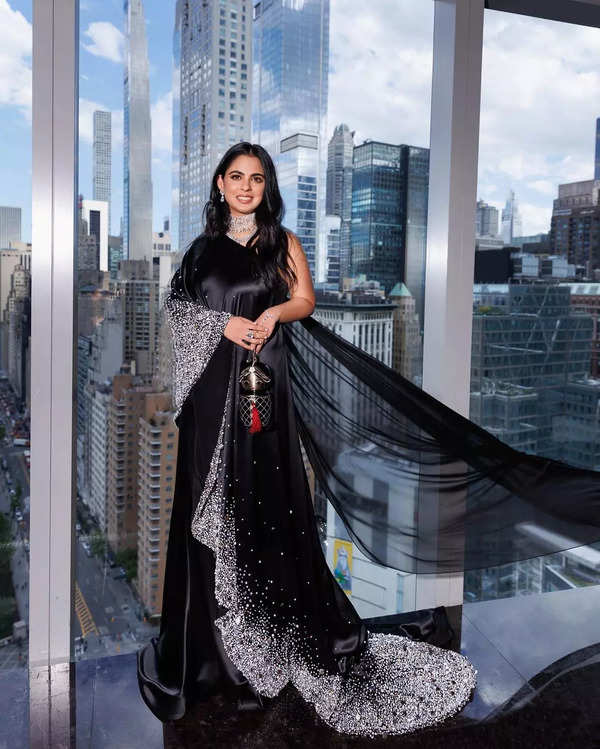 Met Gala 2023: Isha Ambani stuns in black sari-gown from Prabal Gurung ...