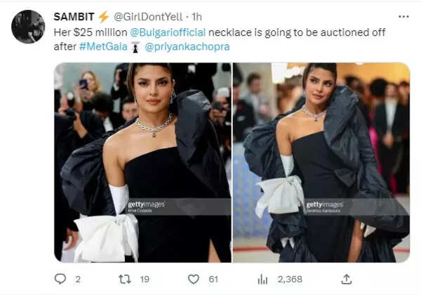 Priyanka Chopra wears Bulgari necklace worth $25 million at the Met Gala