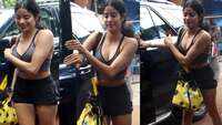 Janhvi Kapoor flaunts incredible shape in grey tank top and black shorts 