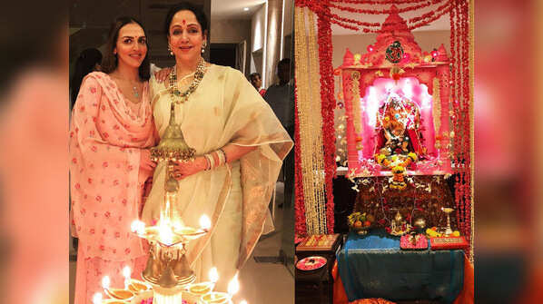 Esha Deol poses with Hema Malini for a beautiful Ganesh Chaturthi picture at home