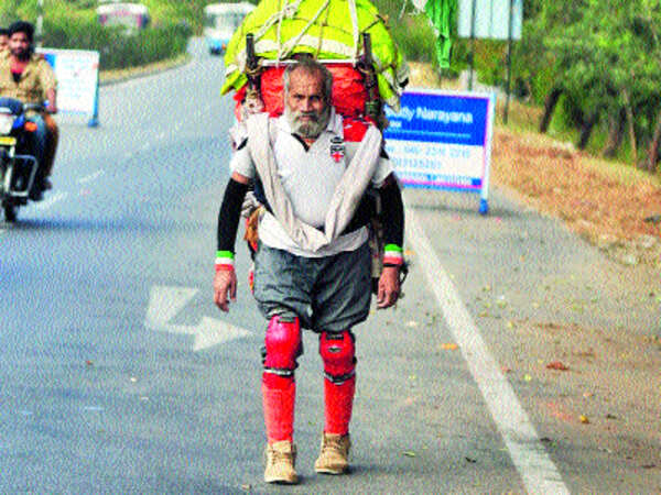 This 81-year-old travels on foot across India