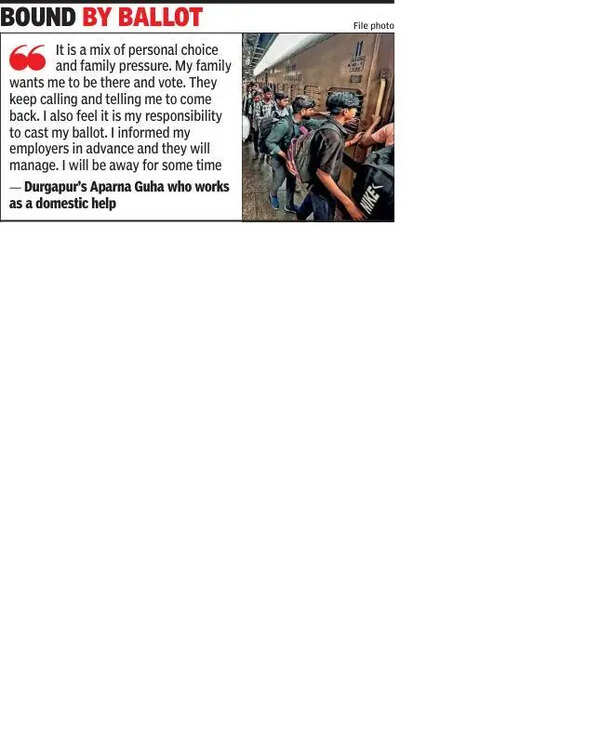 Workforce dips as Bengali migrants head home to vote