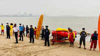 Drill between beach safety and flood response team conducted at Girgaon beach 
