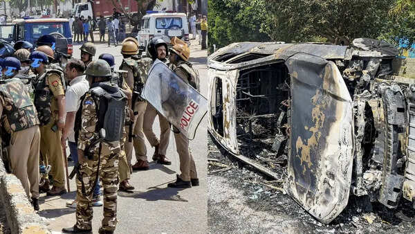 Noida turns warzone: Cars torched, stones rain down as workers’ protest spirals into violence