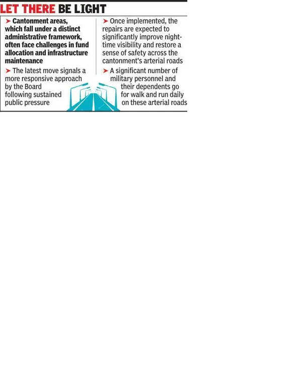 Pune Cantt Board sanctions Rs44 lakh to fix streetlights