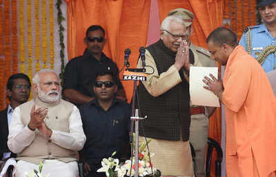 Yogi Adityanath sworn in as Uttar Pradesh Chief Minister; heads 47-member team