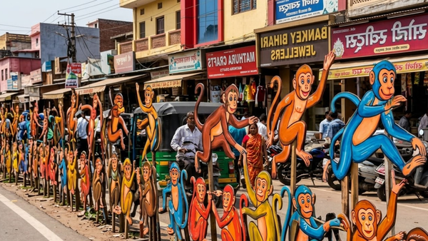 Langur cutouts, slingshots to curb monkey menace ahead of President Droupadi Murmu’s Vrindavan visit