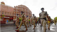 Security personnel march past in COVID-19 affected areas of Jaipur 
