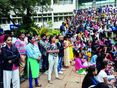 Bangalore University students, staff protest against ‘miscreant’ slur