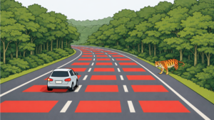 To make drivers slow down for animals, this road 'turns red'