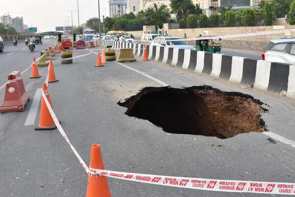 Sinkhole opens up as portion of Sohna Highway caves in again, sixth time in 3 years