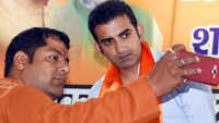 Delhi: Gautam Gambhir addresses party workers during introductory meet 