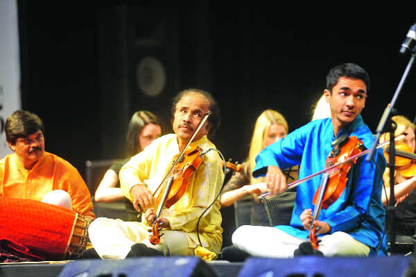 L Subramaniam and Kavita Krishnamurti Subramaniam performed at the Times of India Lakshminarayana Global Music Festival in Delhi