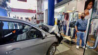 Chandigarh: Car nearly rams into showroom, hits pillar 