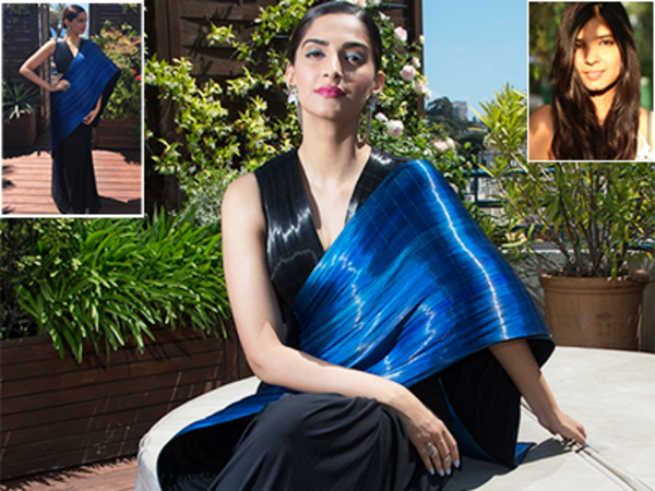 Meet the blue 'painstakingly-sewn' sari Sonam Kapoor wore at Cannes