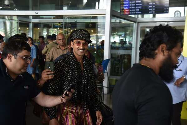 Ranveer lands in Chennai in polka dots and pyjamas