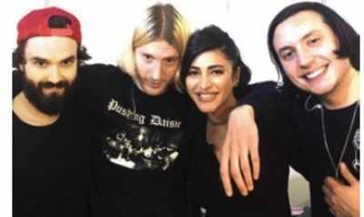 Shruti Haasan rocks it with British Alt Rock Band, Dinosaur Pile-Up