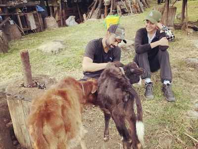 Anushka Sharma, Virat Kohli spends time with cute calves in Bhutan
