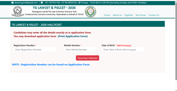 TS LAWCET, PGLCET 2026 hall tickets released at lawcet.tgche.ac.in: Direct link to download admit cards here