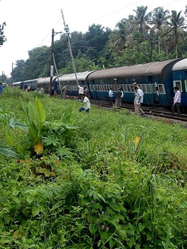 Relief operations underway at Kerala's Karukutty station where 12 coaches of express train derailed