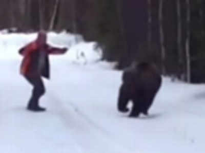 Watch: Man scares off attacking bear by roaring at it like a wild animal!